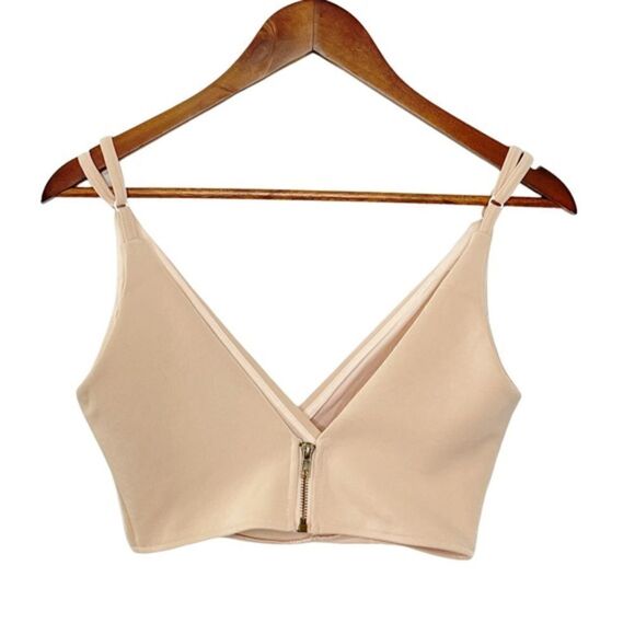 Crop Cami Top Zipper Back Nude Blush Small - Picture 3 of 6